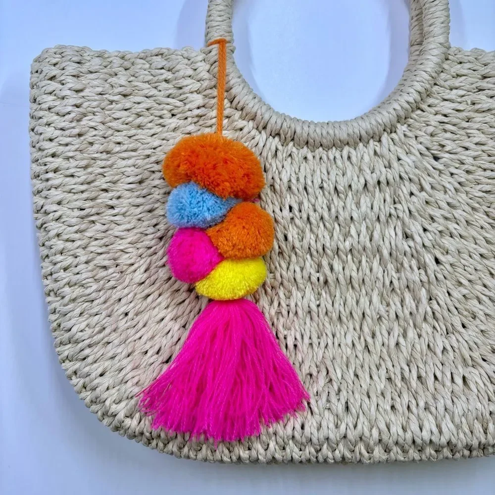 Woven Straw Tote / Beach Vacation Summer Tropical Island Y2K Purse Handbag